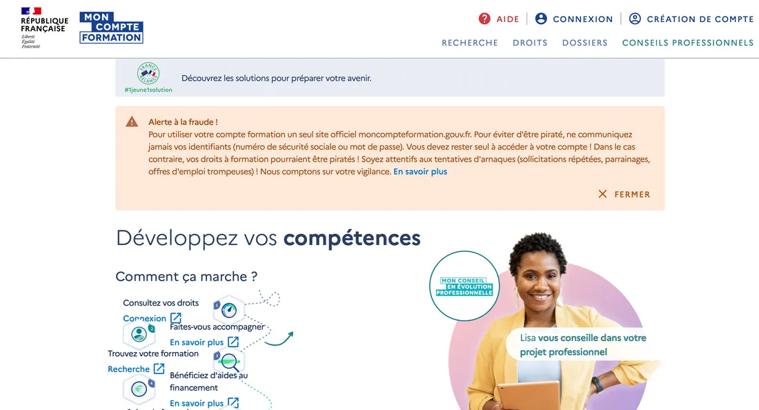 Capture d'écran / moncompteformation.gouv.fr